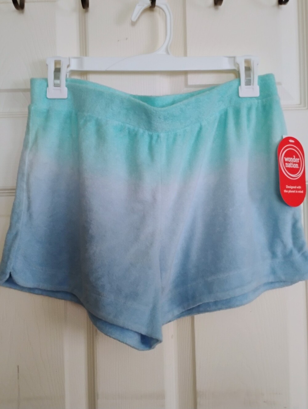 NWT Wonder Nation Girls Towel Terry Shorts XL (14-16) Multicolor Blue